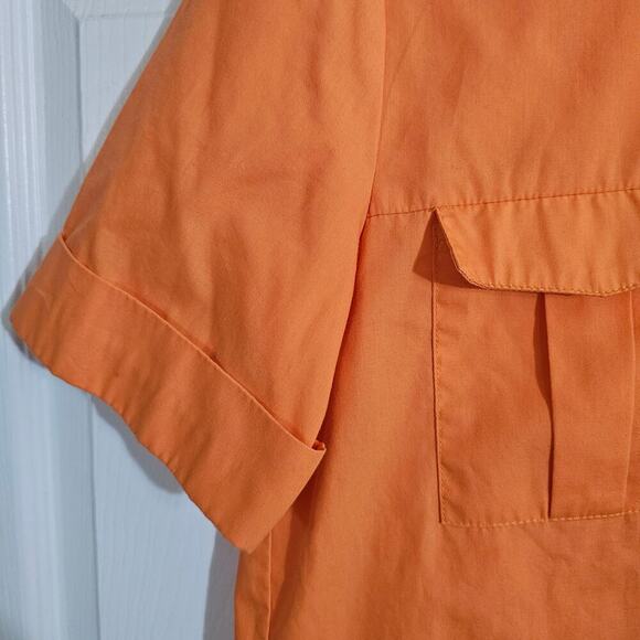 River Island Ukraine Orange Cropped Button Down Shirt 6 Casual Boxy Summer New‎ - Picture 3 of 5